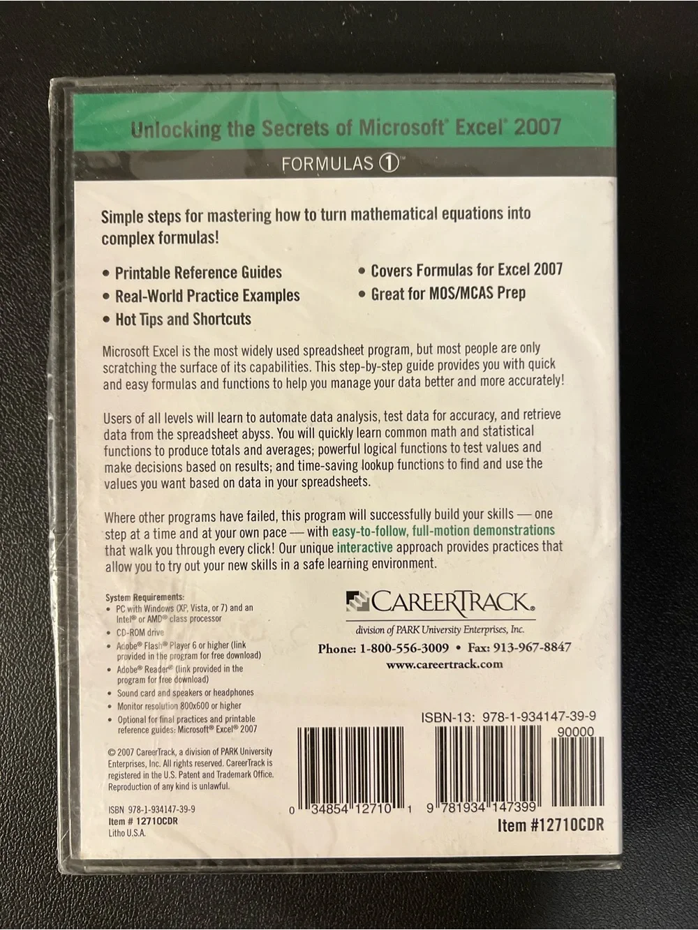 Microsoft Excel; Unlocking the Secrets of 2007; Formulas 1 (2007, CD-ROM) New